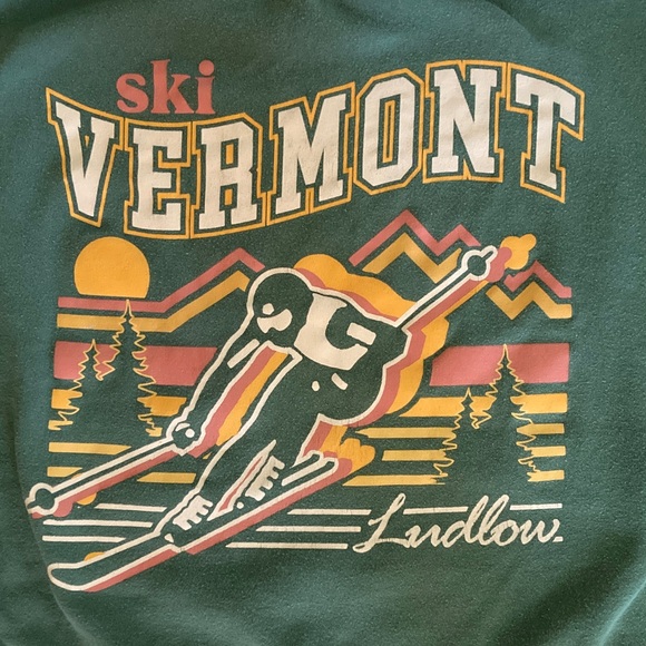 Retro Graphic Ludlow Ski Vermont Crewneck Sweatshirt - Picture 2 of 9